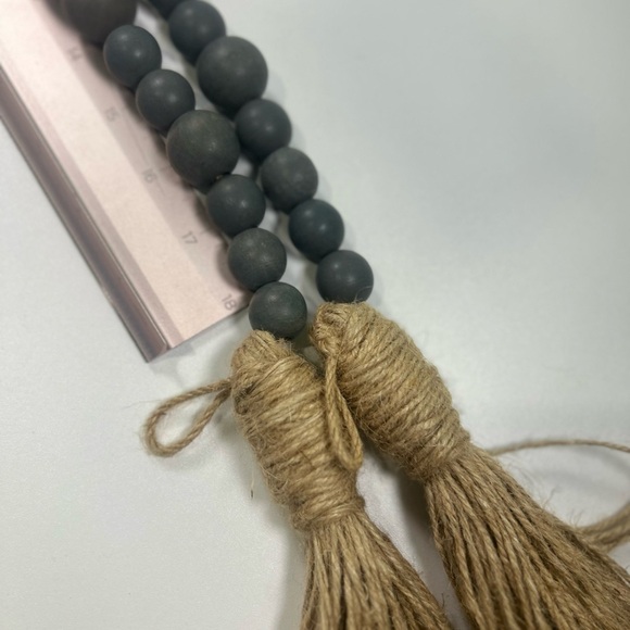 Large Wooden Bead Garland with Tassels Gray - Picture 3 of 6